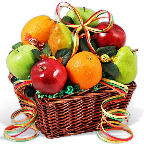 Корзина Иней Корзина наполненная яблоками, грушами и апельсинами