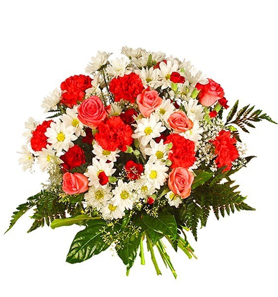 Букет Красно-белый Букет из роз,гвоздик и хризантем.