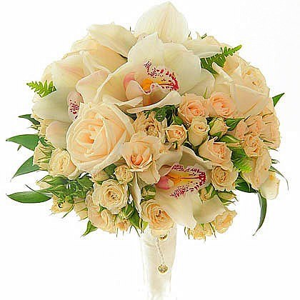 Свадебный букет №36 Букет из роз и орхидей.