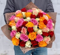Разноцветные розы Кения (40 см.)