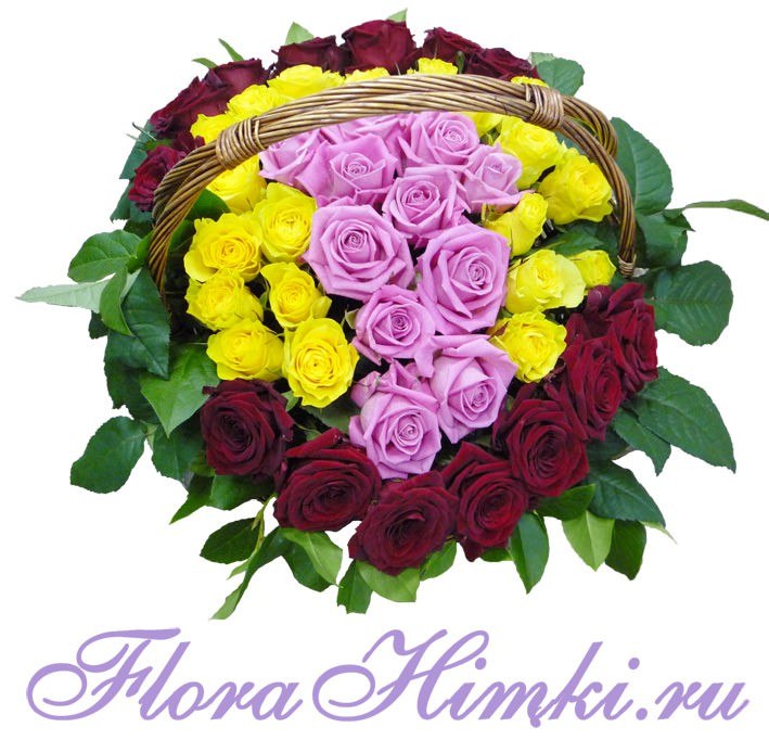 Корзина Роза Шикарная корзина разноцветных роз.
