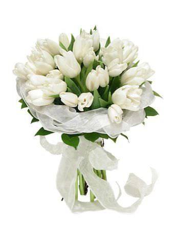 Букет невесты из белых тюльпанов Свадебный букет из тюльпанов
