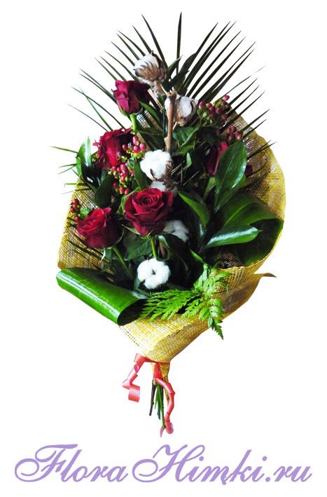 Букет Мужской №25 Необычный букет для мужчины,состоящий роз и экзотической зелени.