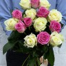 Букет из 15 бело-розовых роз - Букет из 15 бело-розовых роз