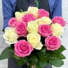 Букет из 15 бело-розовых роз - Букет из 15 бело-розовых роз