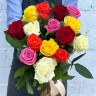 Букет из 15 разноцветных роз - Букет из 15 разноцветных роз