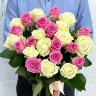 Букет из 21 бело-розовой розы - Букет из 21 бело-розовой розы