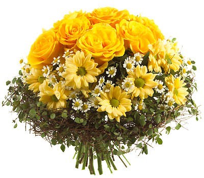 Букет Солнечная поляна Букет из желтых роз и хризантем.