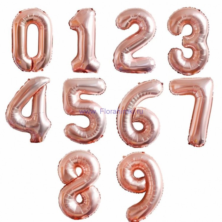 Шары цифры Розовое золото Цифра из воздушных шаров, шар цифра, воздушный шар в форме цифры
