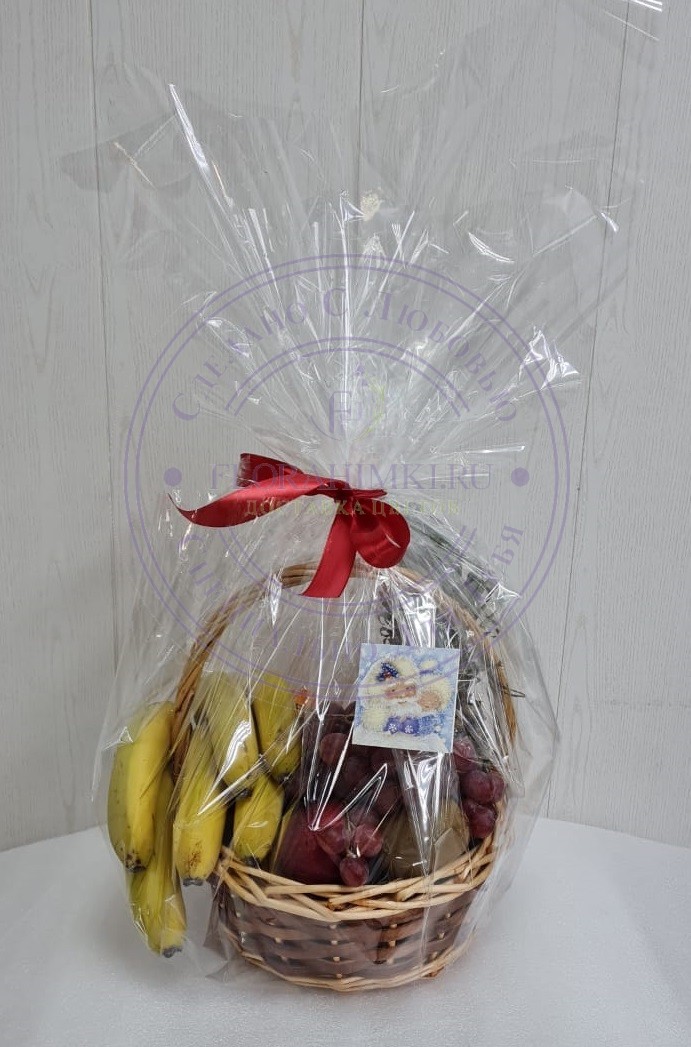 Корзина Миллениум Корзина наполненная ананасом, виноградом, бананами, яблоками и киви